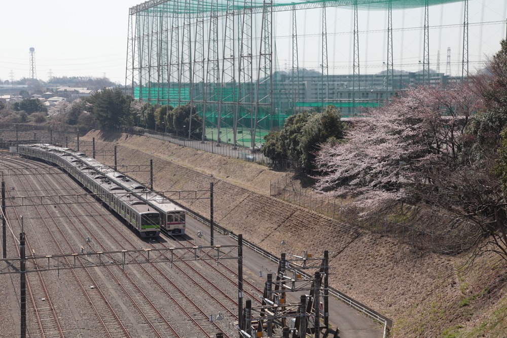 京王線 若葉台車両基地と桜