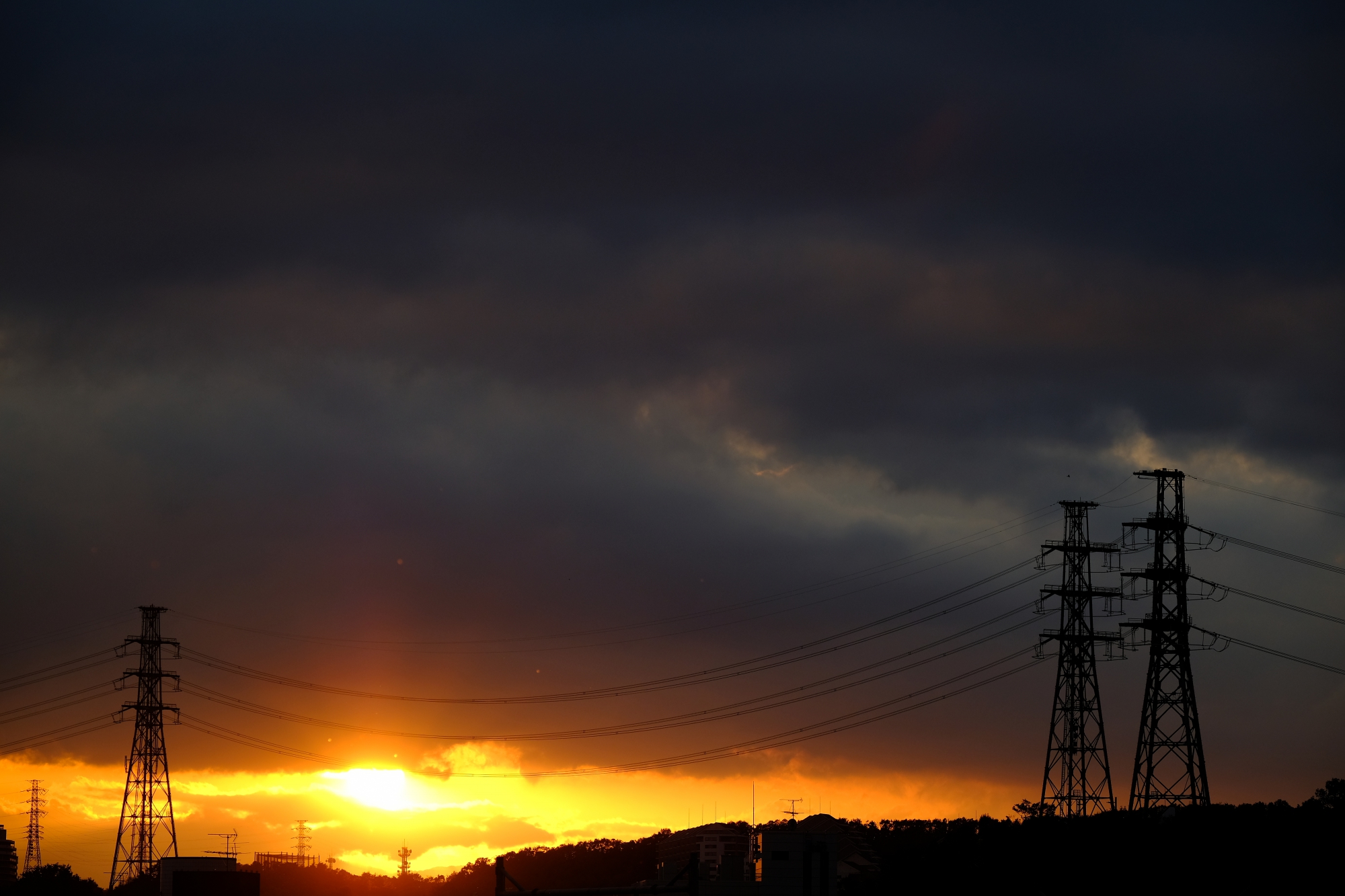 長峰方面に沈む夕陽